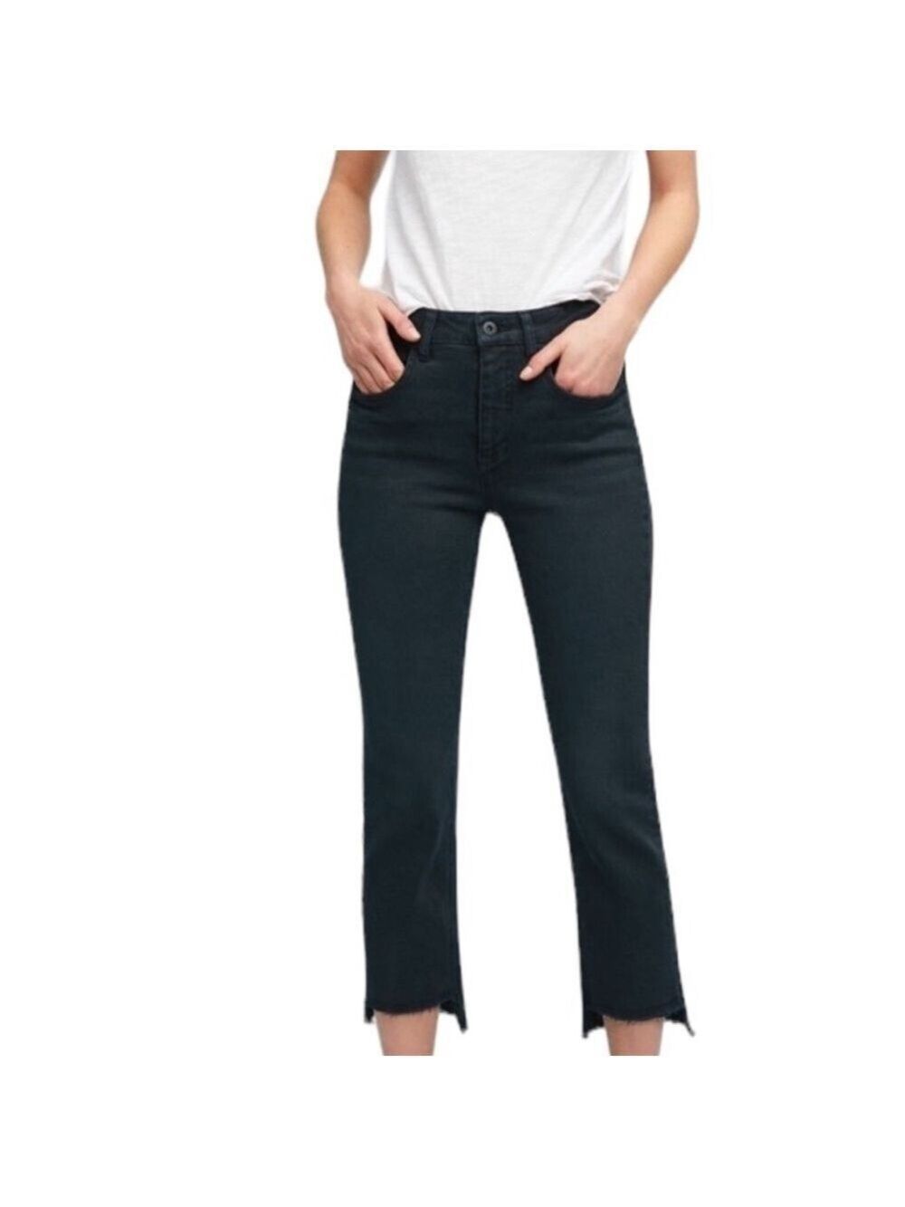 Pilcro and the letterpress Parallel Washed Black Raw Hem Jeans Size 26